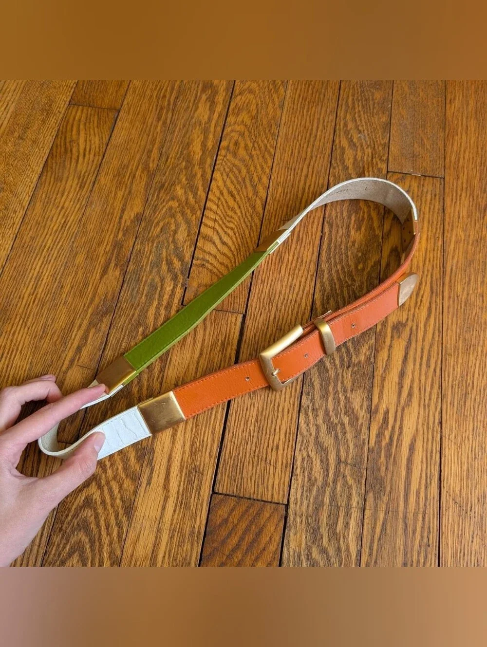 Vintage 90's Retro Colorblock Leather Belt